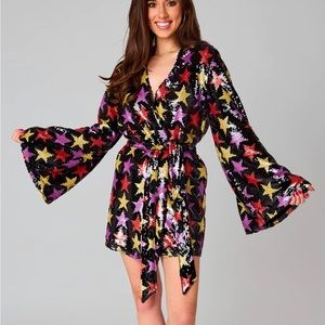 Glam Sequin Wrap Dress